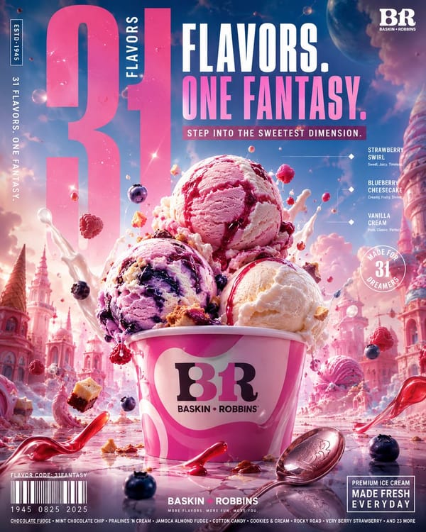 BASKIN ROBBINS — “31 FLAVORS. ONE FANTASY.” prompt example