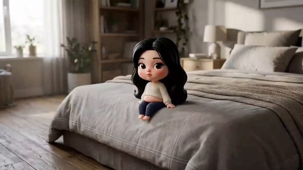 Create a short cinematic sequence in a 'highly realistic modern bedroom environment' with natur…