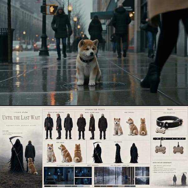 at first the puppy is kicked by a passbyer puppy react and turns to look at her woman turns back to… prompt example