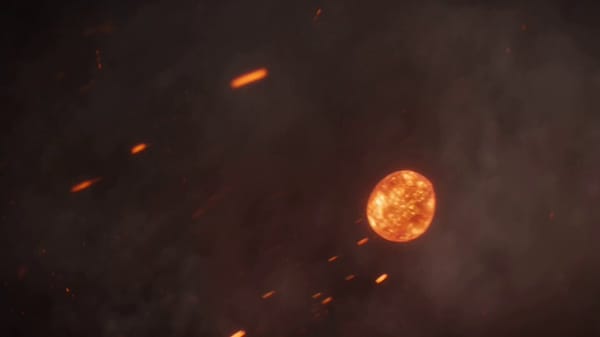 Generate a 15-second ultra-realistic cinematic transformation in a volcanic dark fantasy enviro…