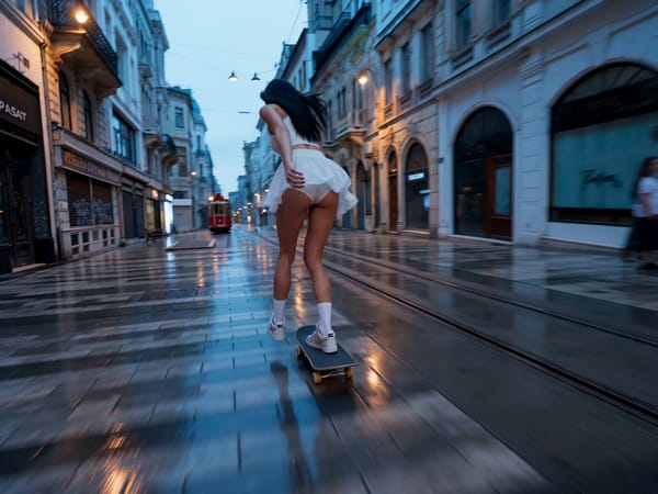 a real ordinary person unexpectedly performing insane skate tricks. prompt preview