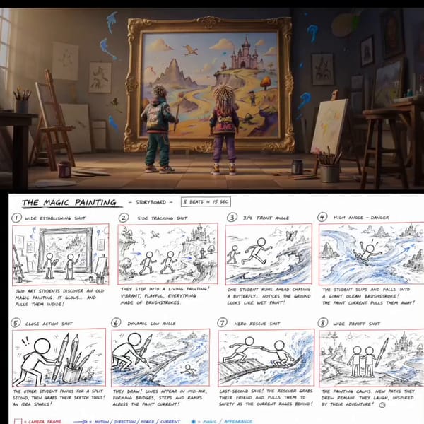 INTENT: Create a whimsical magical-adventure sequence that begins with playful curiosity and discov… prompt example