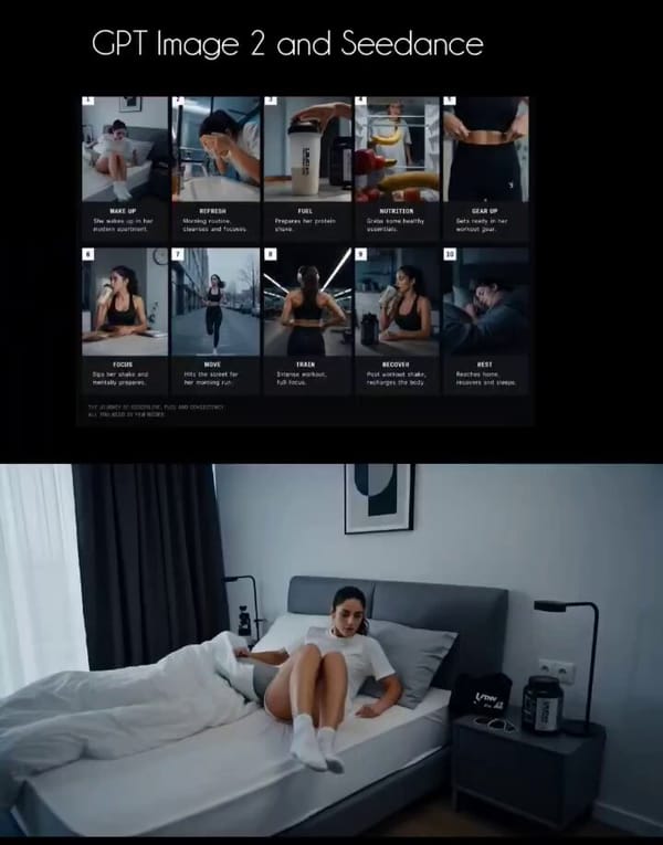 Cinematic fitness lifestyle storyboard collage featuring an athletic woman going through a complete… prompt example