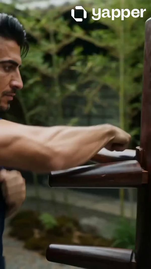 REALISTIC CINEMATIC 15s PROMPT — Japanese Wing Chun Martial Artist Ultra-realistic cinematic martia… prompt example