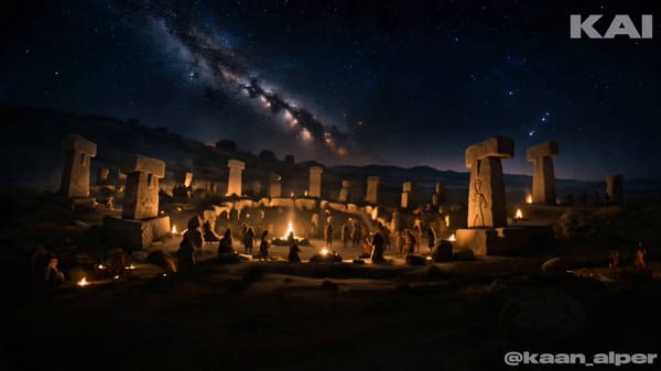 Style: Epic realistic cinematic historical reconstruction, mysterious and reverent, Göbeklitepe new… prompt example
