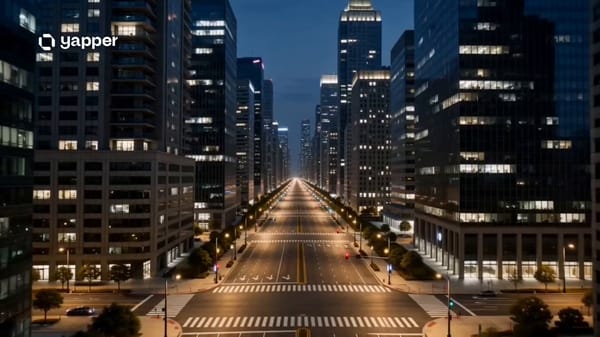 A cinematic fantasy disaster sequence where nature suddenly overrides a modern metropolis. 0–3s…