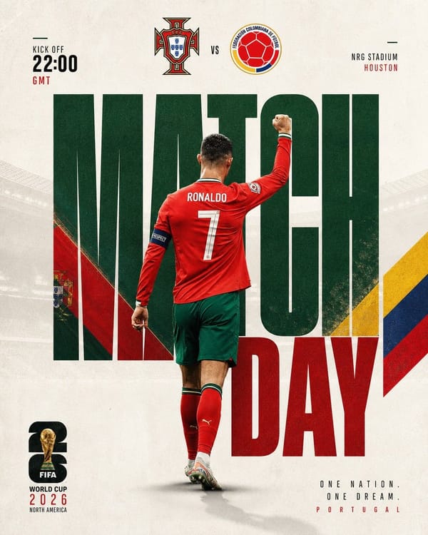 Ultra-realistic football match day poster design, Cristiano Ronaldo seen from the back wearing Port… prompt example