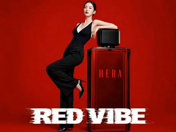 Luxury perfume commercial video. Elegant East Asian female model in black sleeveless V-neck bod…
