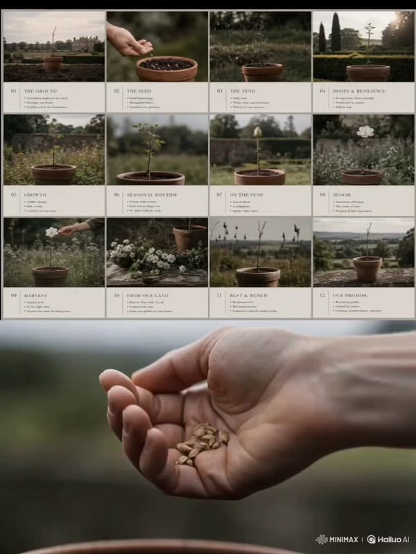 Animate the provided 3x4 storyboard into a smooth cinematic video. Preserve exact shot order an…