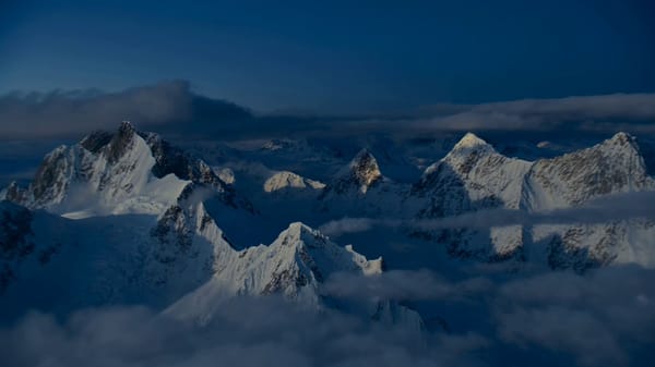 cinematic mountain rescue video, captured entirely in one single continuous shot, no cuts, no e…