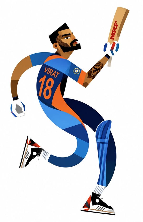 Create a stylized geometric cubist sports illustration poster featuring four legendary athletes: Vi… prompt example