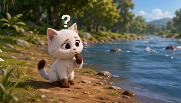 A little elephant helps a kitten cross the river, and they eventually become best friends. Create f… prompt example