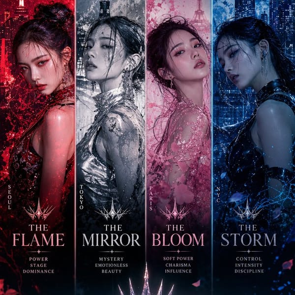 Runway meets apocalypse + idol goddess energy prompt example