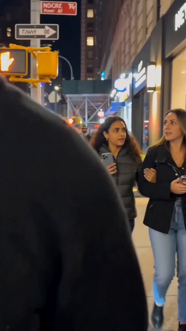 Photorealistic leaked NYC celebrity phone footage. Single continuous handheld iPhone shot, ches…