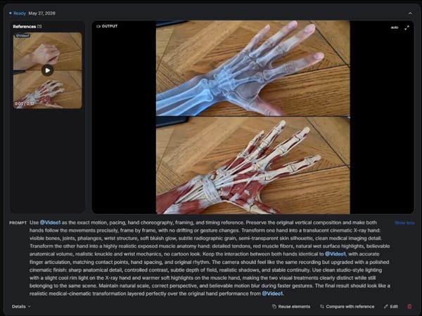 Use @Video1 as the exact motion, pacing, hand choreography, framing, and timing reference. Pres…