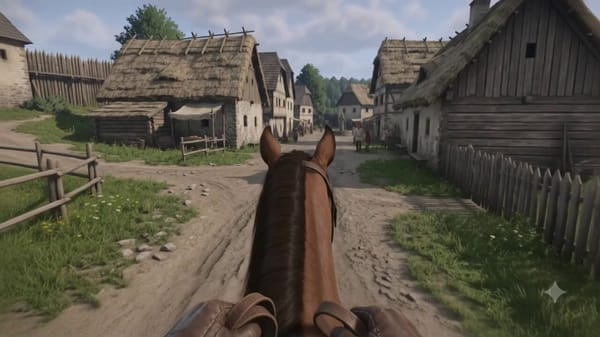 A first-person POV (horseback riding POV) sequence in a live-action medieval European-style fil…