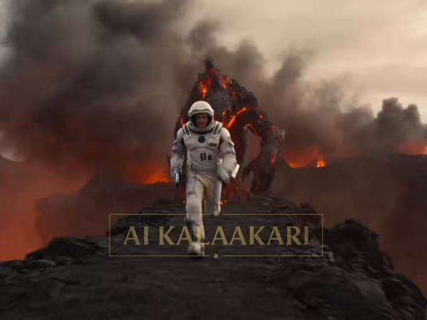 Nightmarish volcanic alien world. Rivers of lava cutting through black mountains. Ash storms. Explo… prompt example