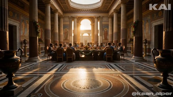 Photorealistic historical reconstruction, Pompeii villa triclinium, 79 AD, haunting elegiac cinemat… prompt example