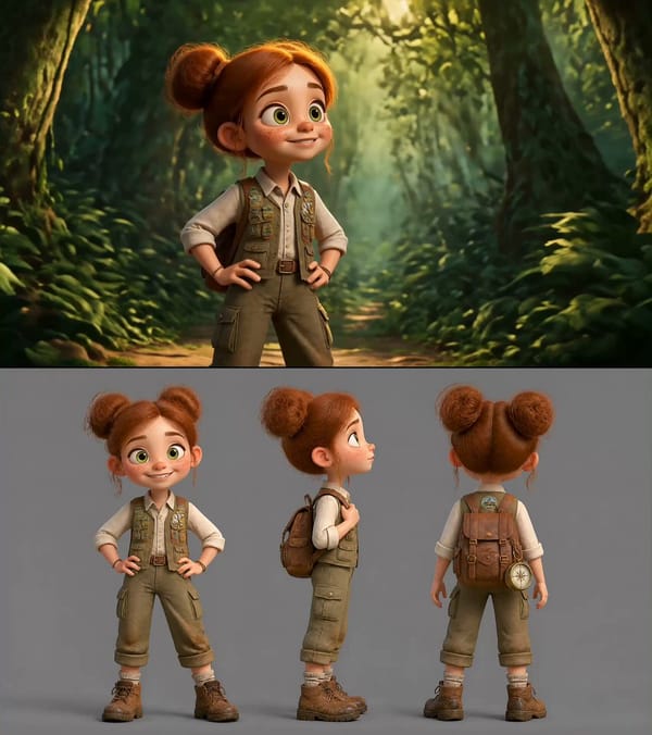0.0s - 3.75s: Lily, the 10-year-old explorer, zips up her utility vest and adjusts her leather back… prompt example