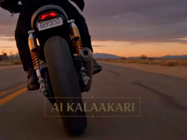 Hyper-real B-movie creature-feature action. Remote desert highway at sunset. An abandoned gas s…