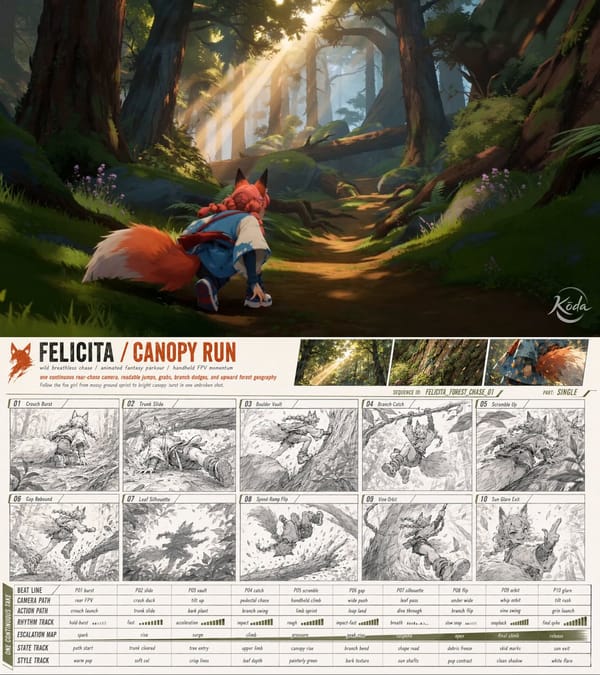 Use @[storyboard ref] as the authoritative shot blueprint. Do not render the storyboard sheet itsel… prompt example