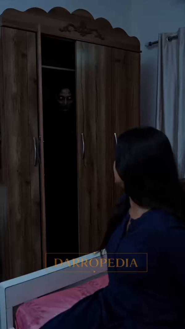 Scene / Setting Night. Indian bedroom. Wardrobe closet slightly open. Room clearly visible. Cam…