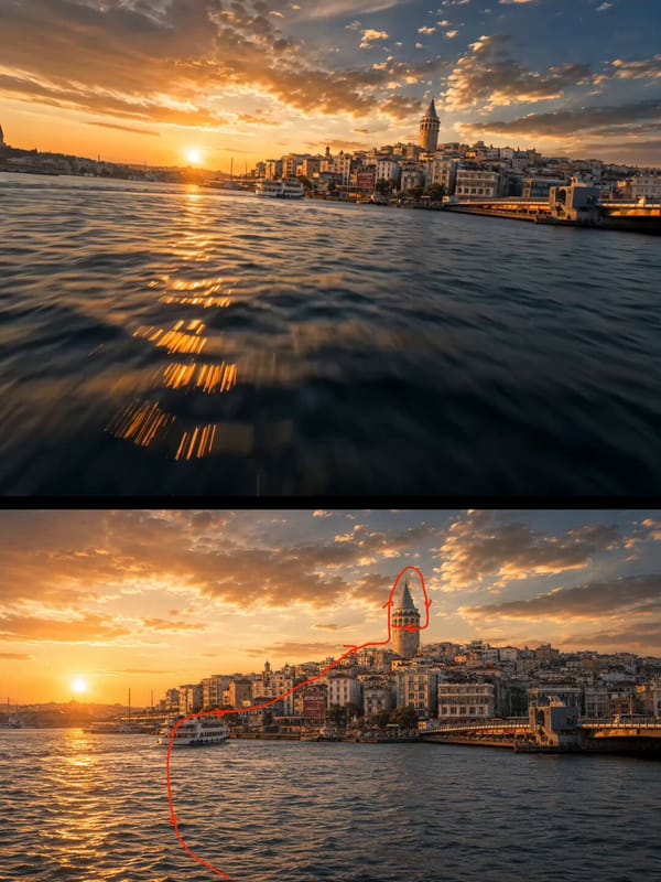Create a cinematic realistic high-speed drone video over Istanbul at golden hour, using the ref…
