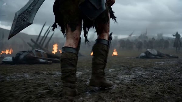 A savage Celtic warrior queen with long fiery red hair whipping through the wind, piercing gree…