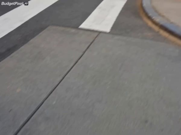 No music, diegetic SFX only. Raw handheld iPhone footage, auto-everything, bystander POV on New…