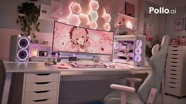 添付したキャラクター画像を参照し、そのキャラクターを巨大な湾曲ウルトラワイドモニターの壁紙として表示する。キャラクターの見た目・色・衣装・雰囲気・世界観は参照画像に忠実に反映するが、プロンプ…