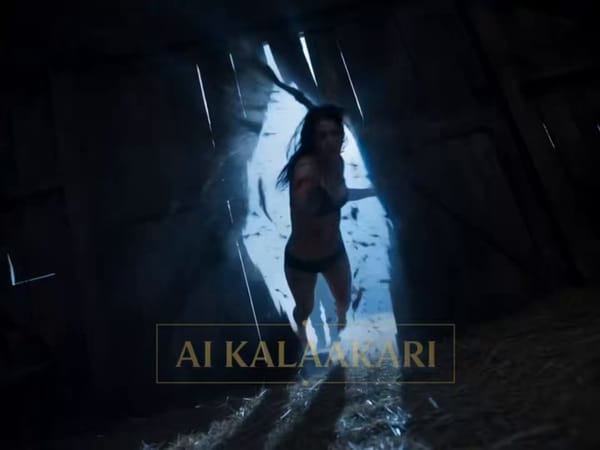 Ultra-realistic horror-thriller. Large abandoned wooden barn at night. Moonlight streaming through… prompt example