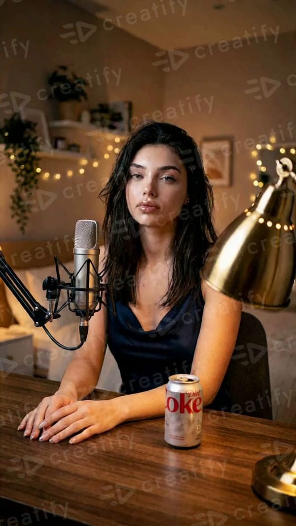 30s Cinematic ASMR UGC Video A beautiful young female UGC creator sits at a wooden table in a c…
