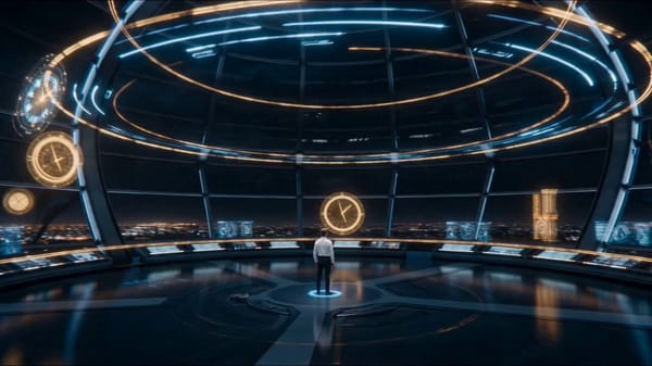 15-second ultra-cinematic sci-fi fantasy transformation sequence inside a futuristic research f…