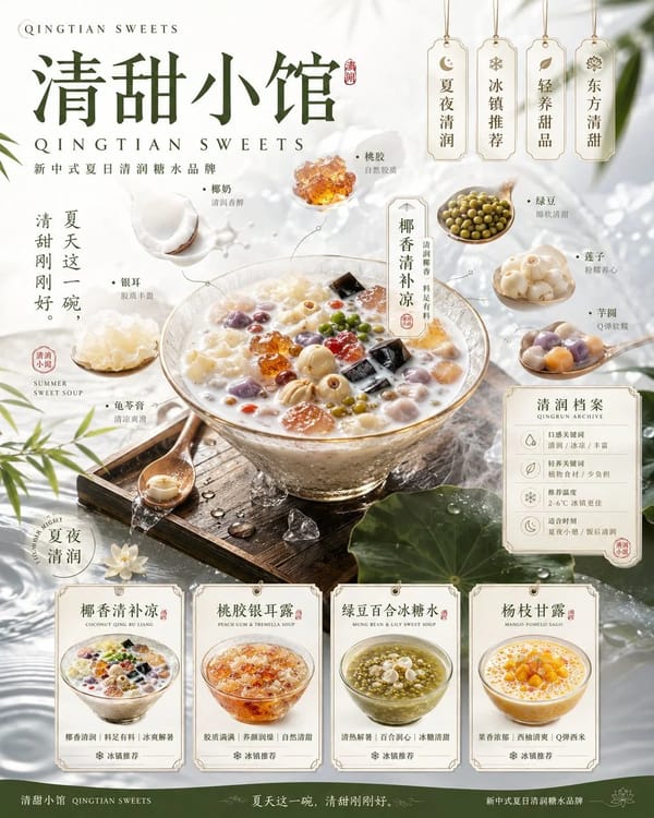 请根据以下品牌信息，创作一套高完成度、具有统一视觉系统的「4张品牌视觉提案」。 prompt example