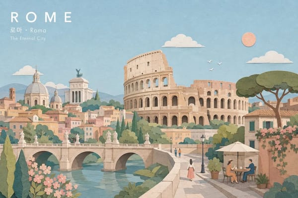 Create a refined wide landscape illustration of [City Subject], naturally featuring [Iconic Landmar… prompt example