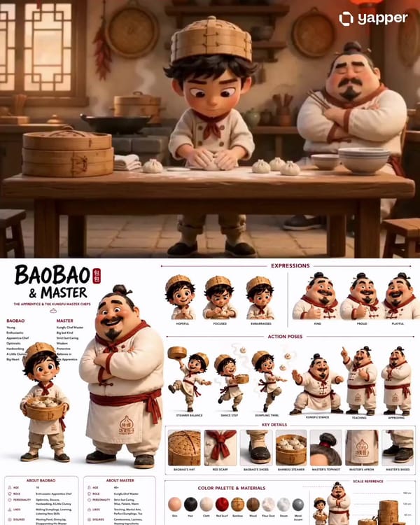 "Create a 15-second stylized 3D animated cooking comedy with playful Eastern martial-arts cooki…