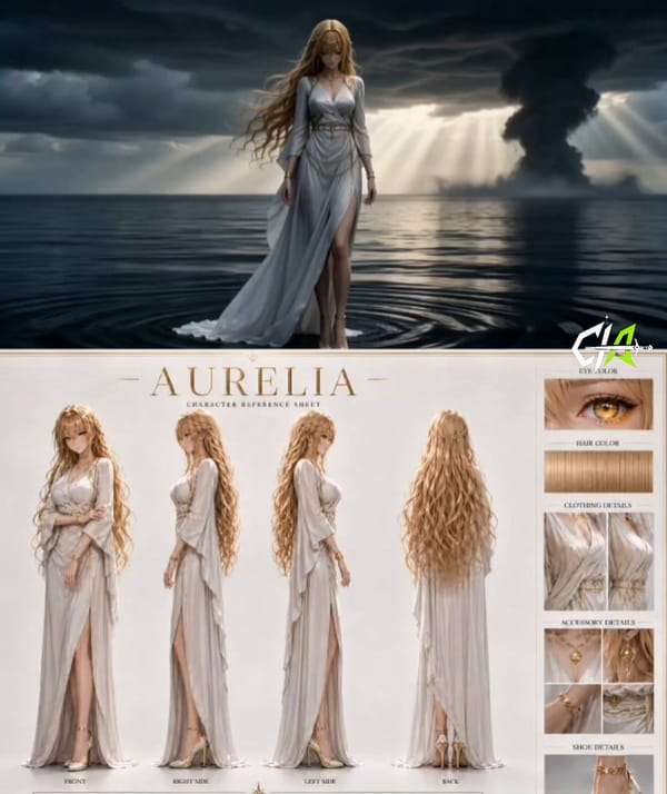 Anime cinematic. 10 seconds. Epic scale magic sequence. Aurelia stands at the center of a vast…