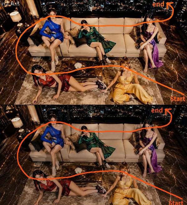 Remove the red lines, arrows, and all auxiliary markers. The camera is shot in a first-person (…