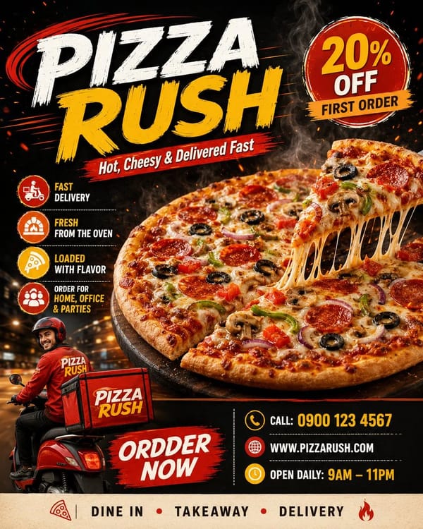 Hot, Cheesy & Delivered Fast prompt preview