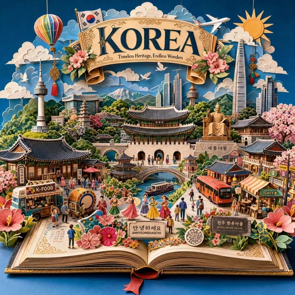Create an ultra-detailed handcrafted 3D pop-up storybook travel illustration of [Destination], pres… prompt example