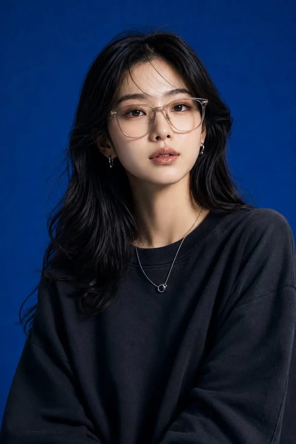 Create image Create a high-end studio fashion portrait inspired by the uploaded blue-background ref… prompt example