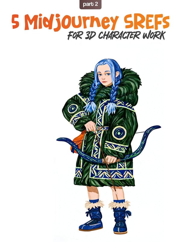 Aurora Hunter Stylized 3D character of a young hunter wrapped in thick fur-lined parka with glowing… prompt example