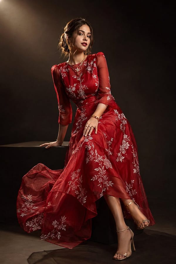 Ultra-realistic high-fashion Vogue magazine editorial portrait of a beautiful young woman weari…