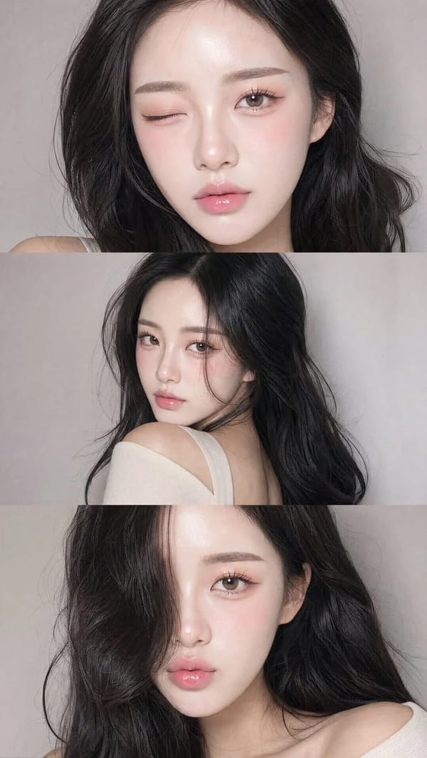 A vertical collage of three YZK photos. Using the uploaded selfie as the ONLY and exclusive face re… prompt example