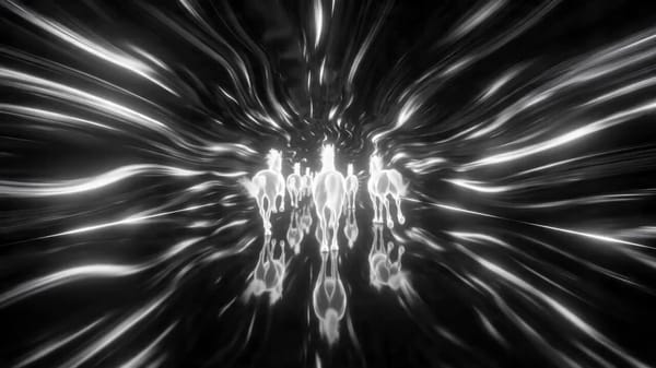 Create a 10 second vertical cinematic video in the same style: a surreal black and white abstract g… prompt example
