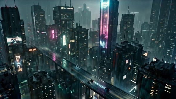 Animate this cyberpunk film Storyboard, make it very cinematic prompt example