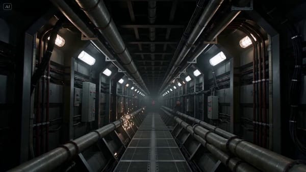 A fugitive sprints through a dense industrial corridor as a massive drone swarm floods the spac…
