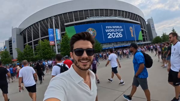 Create a 15-second cinematic hyper-lapse selfie travel vlog set during the FIFA World Cup 2026.…