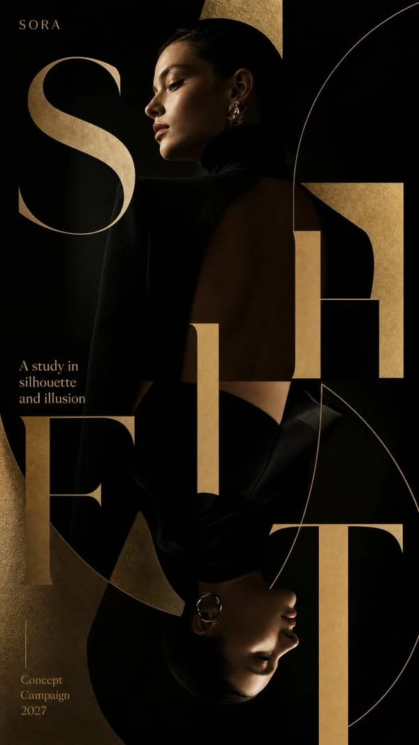 Create a high-end fashion campaign typography poster. prompt example