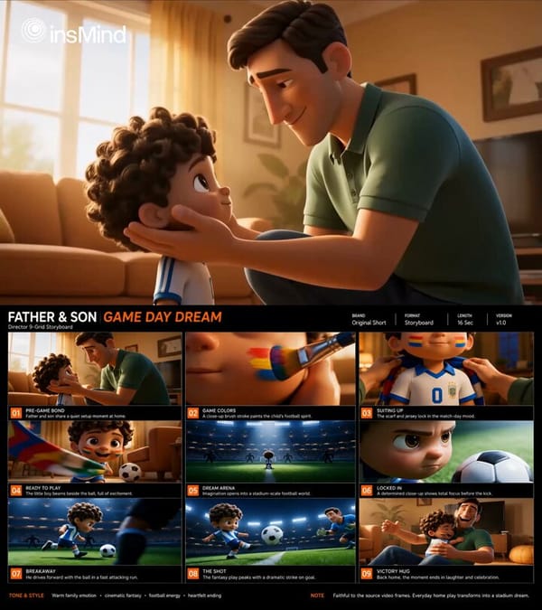 Use the uploaded 9-grid storyboard as the sole storyboard reference for a high-quality 3D animated… prompt example